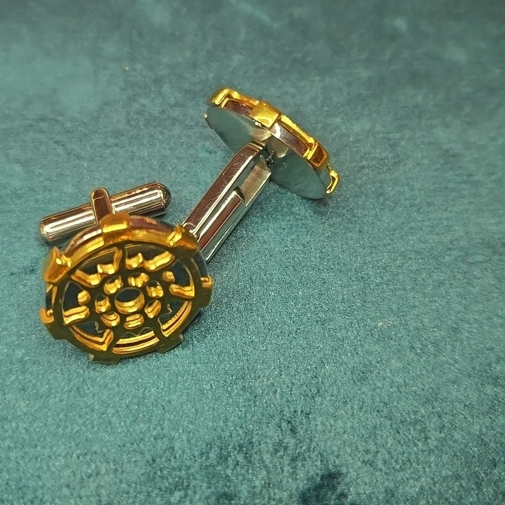 Stainless Steel Intricate Gold ToneCuff Links Brand New In Box